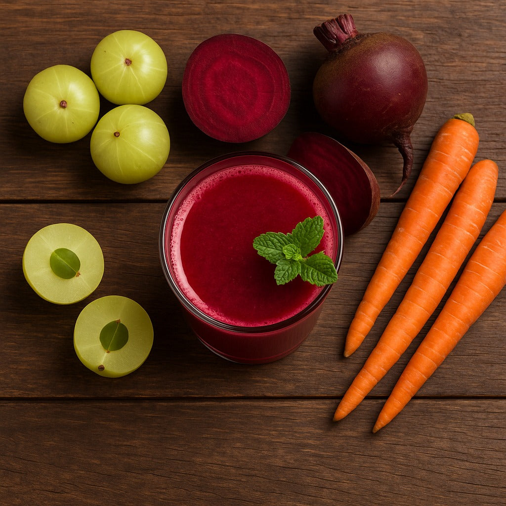 🌿 Real Beauty Begins Within: Amla, Beetroot & Carrot Juice for Hair, Skin & Body