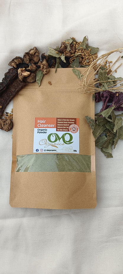 Hair Cleanser pack with white background and few herbs